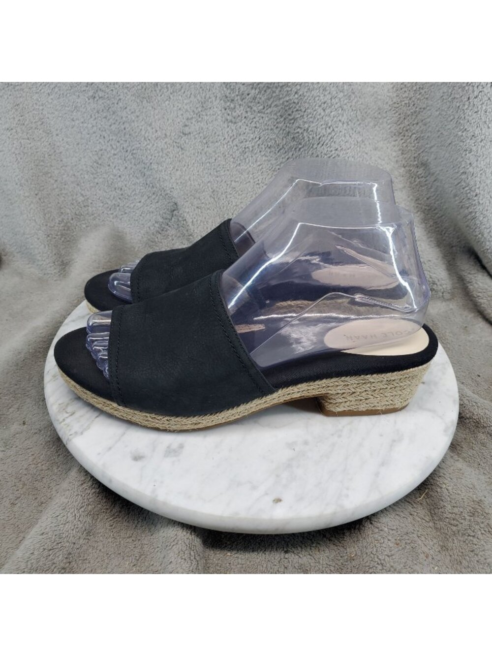 Cole Haan Shoes Womens Size 7 Black Leather Giselle Espadrille Sandals *Read*